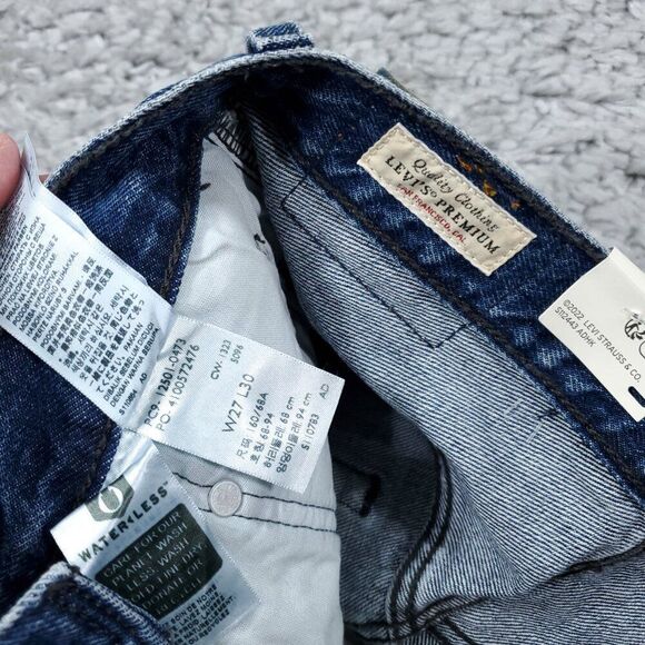 Levi's Premium 501 Original Dark Wash Blue Ripped Distressed Size 27x30 Revolve - Picture 7 of 12